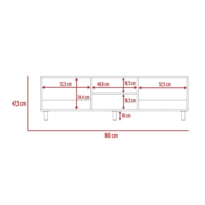 Mesa para TV Tunez, Blanco y Café Claro, para televisor hasta 70