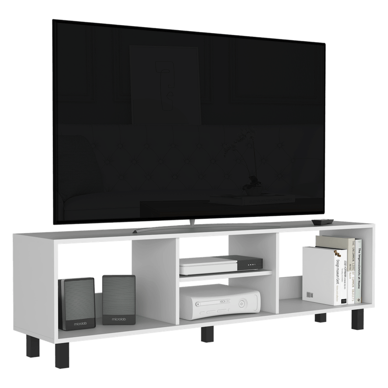 Mesa para TV Tunez, Blanco y Café Claro, para televisor hasta 70