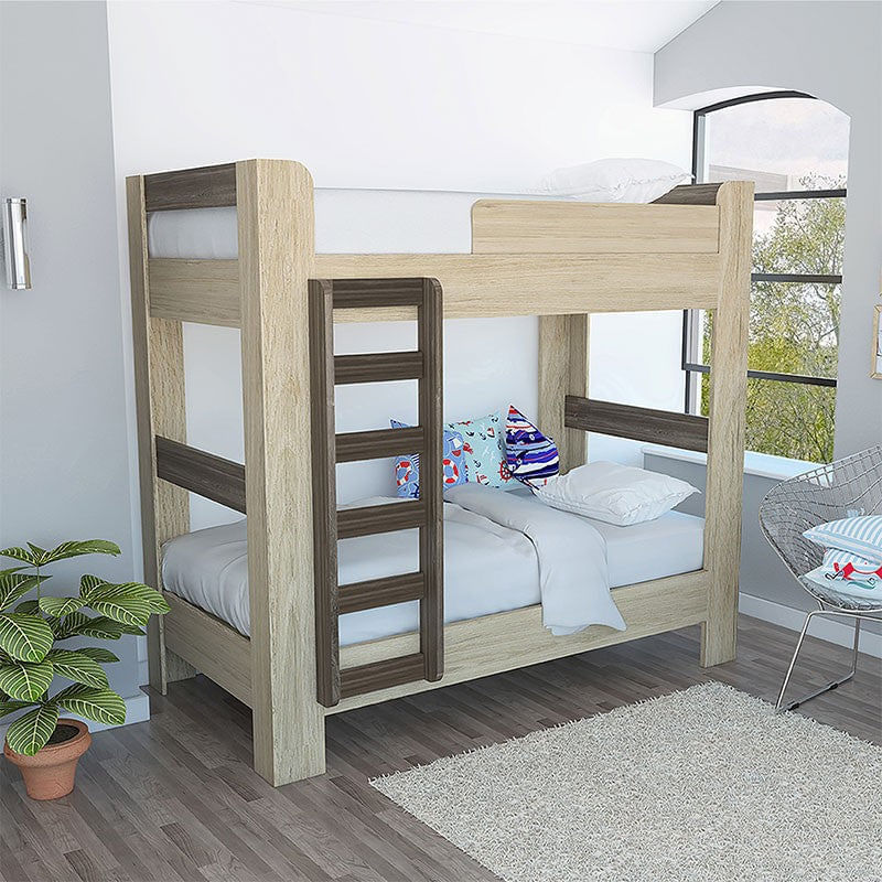 Base cama doble woody, gris grafito, con tendido de tablas - Madecentro