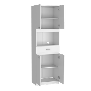 Módulo Microondas Ankara, Blanco, con cuatro puertas abatibles y amplio espacio para almacenamiento