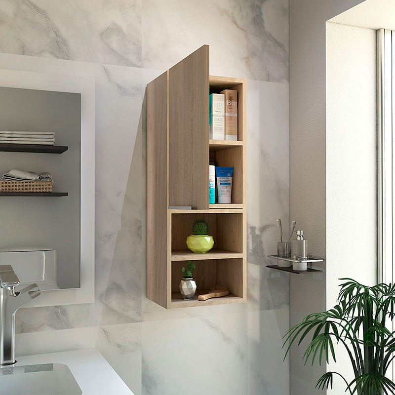 Gabinete de Baño Oporto, Chocolate y Plata Oscuro, con Espacio Para Gu -  VIRTUAL MUEBLES