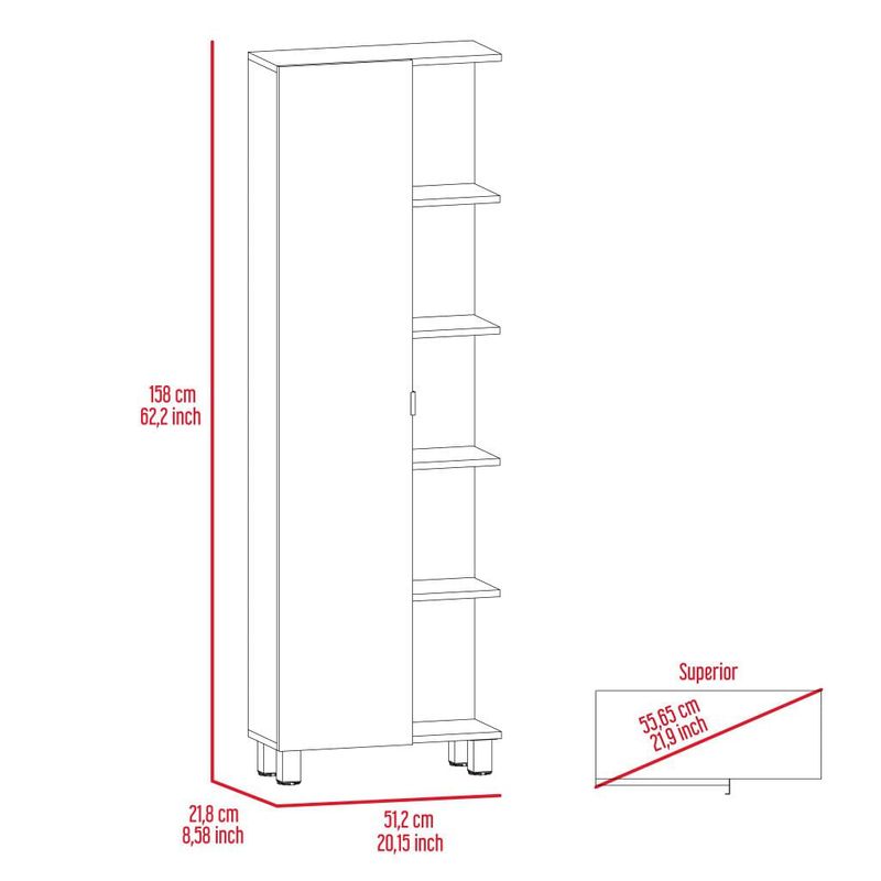 Mueble esquinero arán, blanco nevado, con variedad de entrepaños