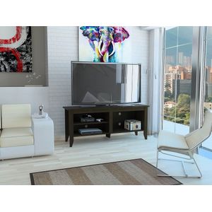Mesa para TV Sarume, Wengue, con variedad de entrepaños