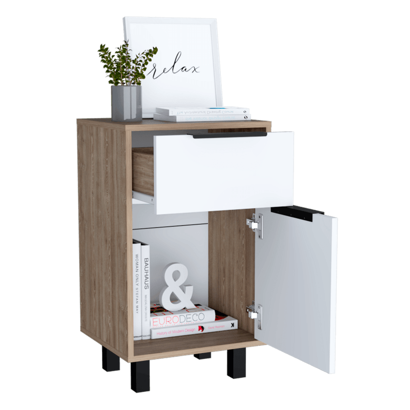 Mueble tocador wesley, miel y blanco, con cuatro cajones para