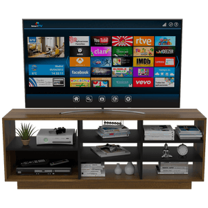 Mesa para TV Soria, Cobre y Wengue, para televisor de 58 pulgadas