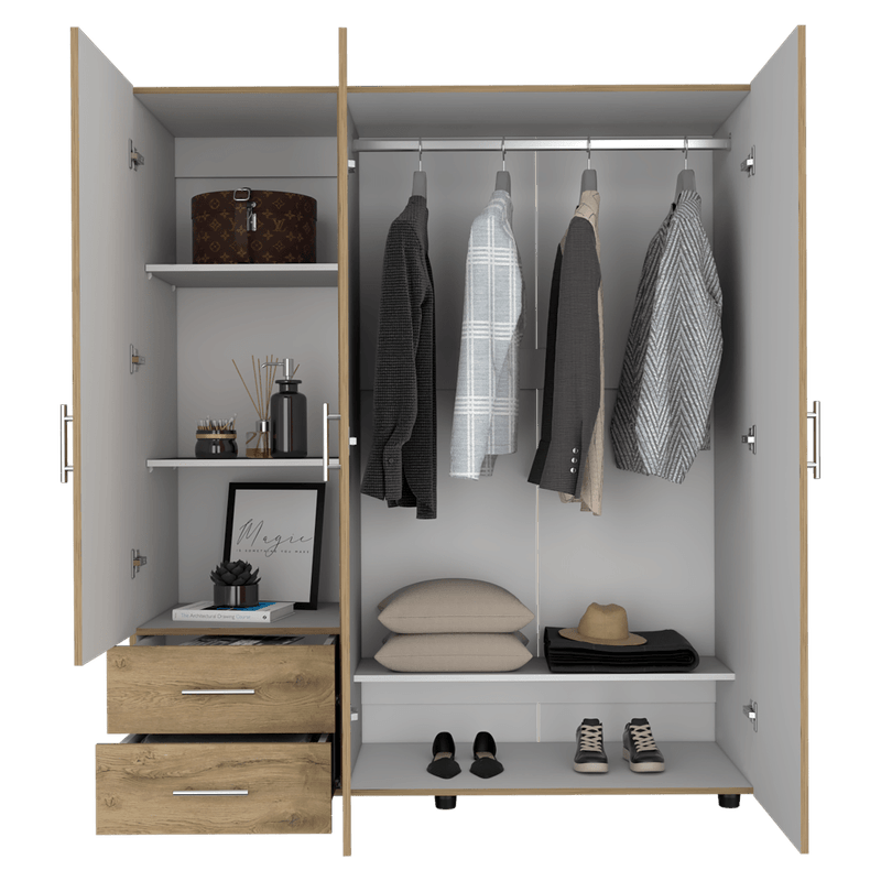 Closet Fontana, Chocolate y Blanco, con cuatro tubos para colgar