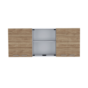 Gabinete Superior Vega, Miel y Blanco, , incluye entrepaño móvil central y dos puertas de vidrio
