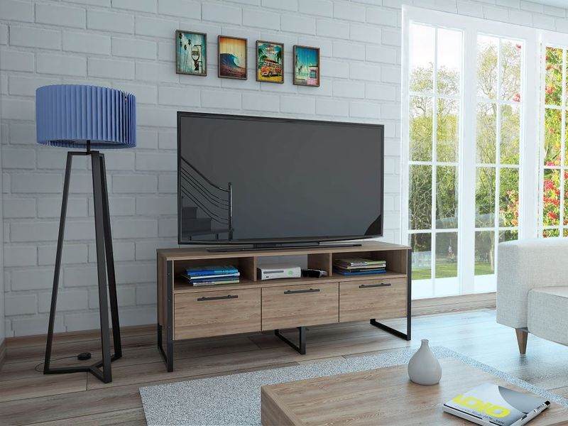 Mesa Para Tv Tunez Blanco y Café Claro Para Televisor Hasta 70 Pulgada -  VIRTUAL MUEBLES