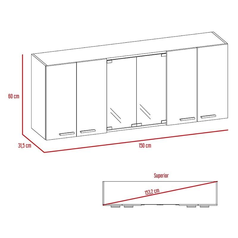 Combo Cocina Doha Mueble Auxiliar Y Alacena - Privilegios Juriscoop