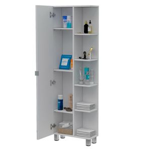 Mueble Esquinero Zendaya, Blanco nevado, con variedad de entrepaños ZF