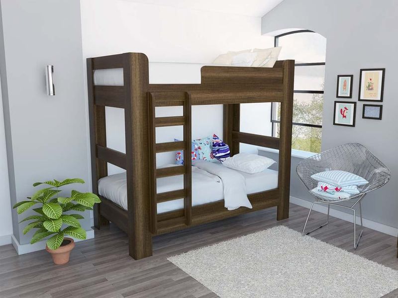 Base cama doble woody, gris grafito, con tendido de tablas - Madecentro