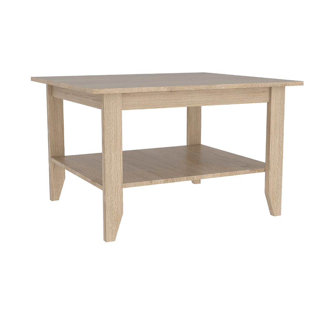 Mesa auxiliar cala, blanco y beige, con amplia supeicie en la mesa