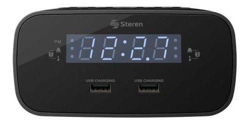 Radio reloj despertador digital FM con doble cargador USB