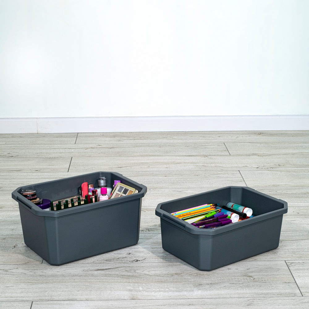 Caja organizadora con broches y ruedas bajo cama 28L - Tienda