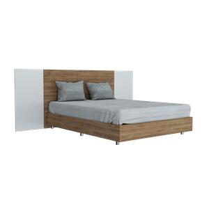 Cama Doble Nebrask, Miel y Blanco, incluye cabecera