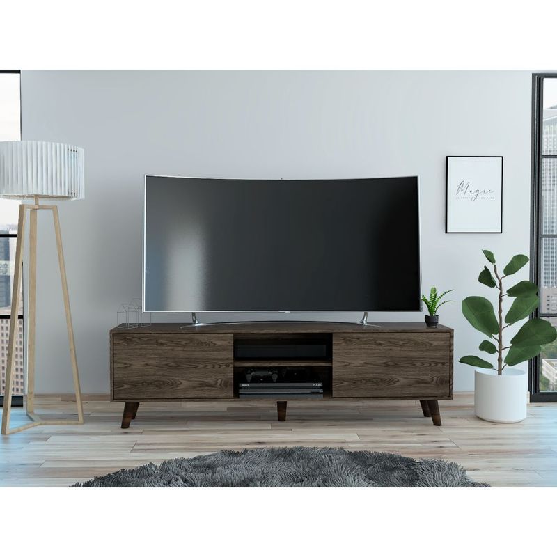 Mesa Para Tv Lara, Miel y Plata Oscuro, Para Televisor de 70 Pulgadas -  VIRTUAL MUEBLES