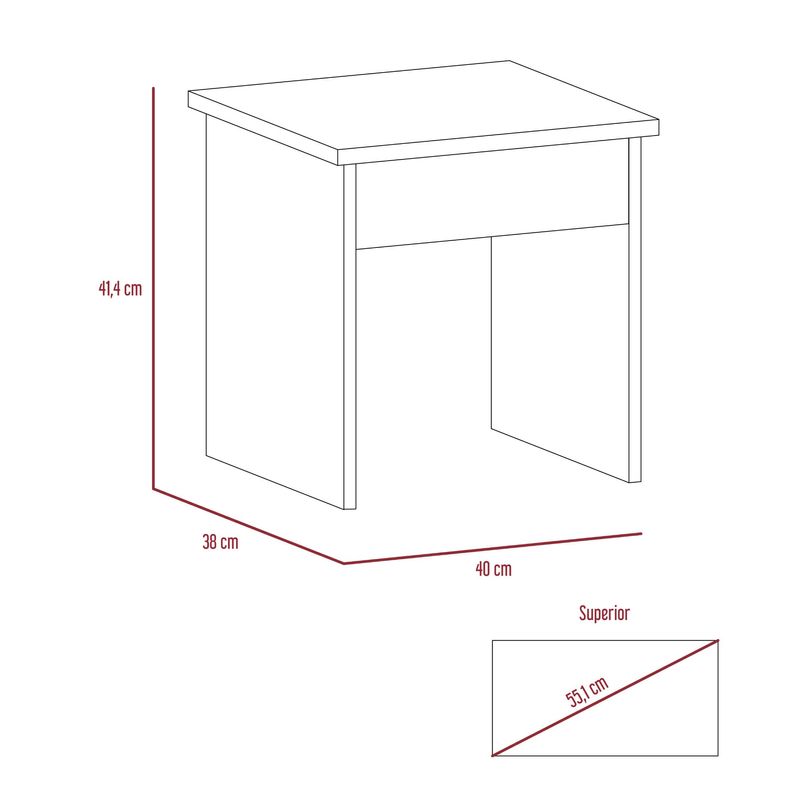 Mueble tocador wesley, miel y blanco, con cuatro cajones para