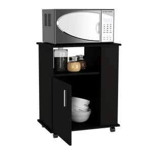 Módulo Microondas Lower, Wengue, con Una Puerta Abatible y Rodachinas Para Su Fácil Desplazamiento