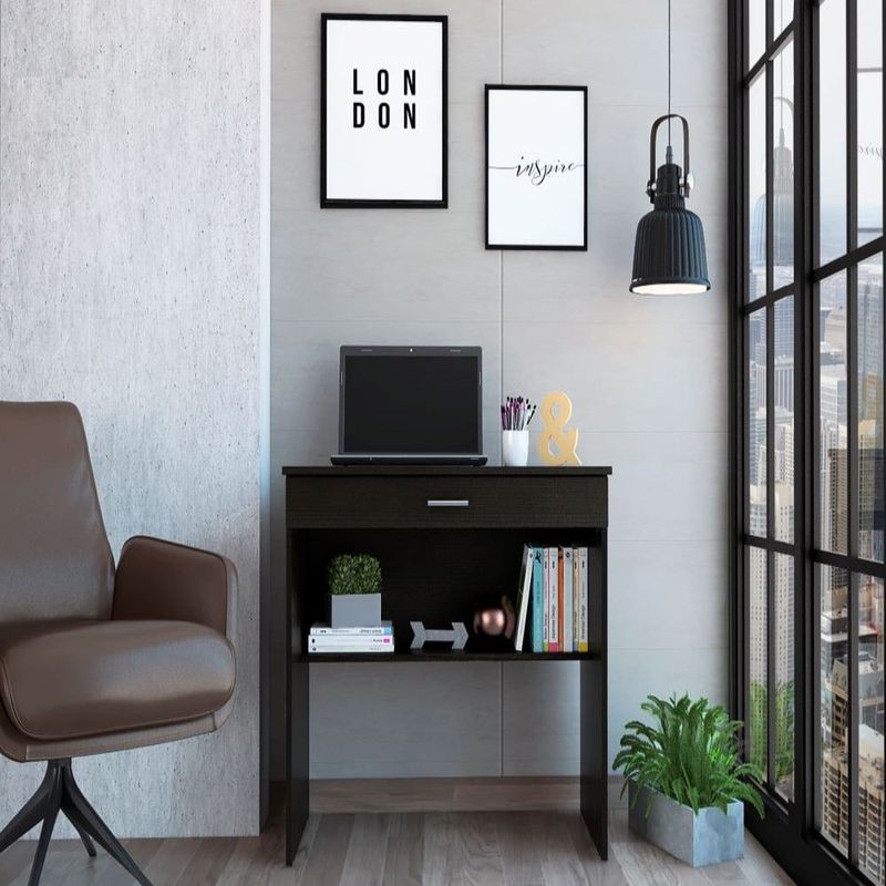 Escritorio L-160 Home Office - Negro/C Tuhome