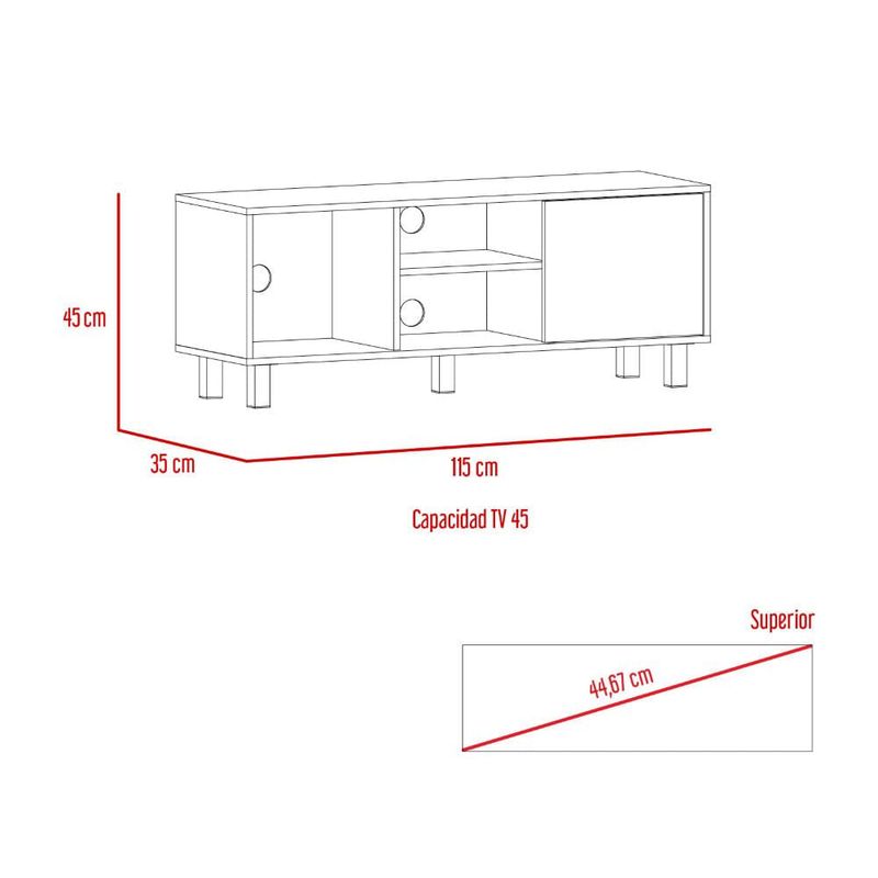 Mesa de Tv, Sory, Nogal, Para Tv de 45 Pulgadas - Distrihogar