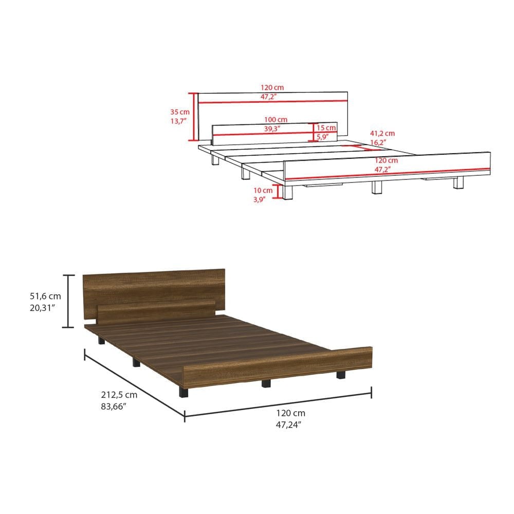 Base cama doble woody, gris grafito, con tendido de tablas - Madecentro
