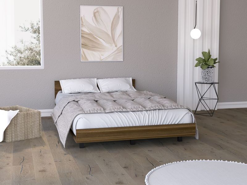 Base Cama Doble Felix, Café Claro, Incluye Tendido de Tablas - VIRTUAL  MUEBLES