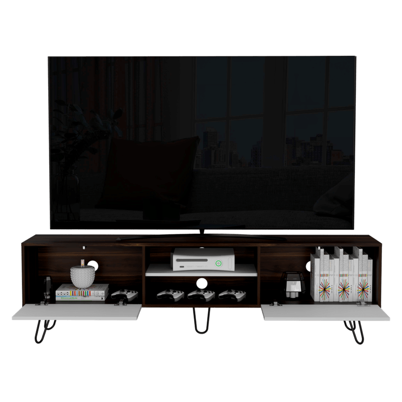 Mesa Para Tv Lara, Miel y Plata Oscuro, Para Televisor de 70 Pulgadas -  VIRTUAL MUEBLES