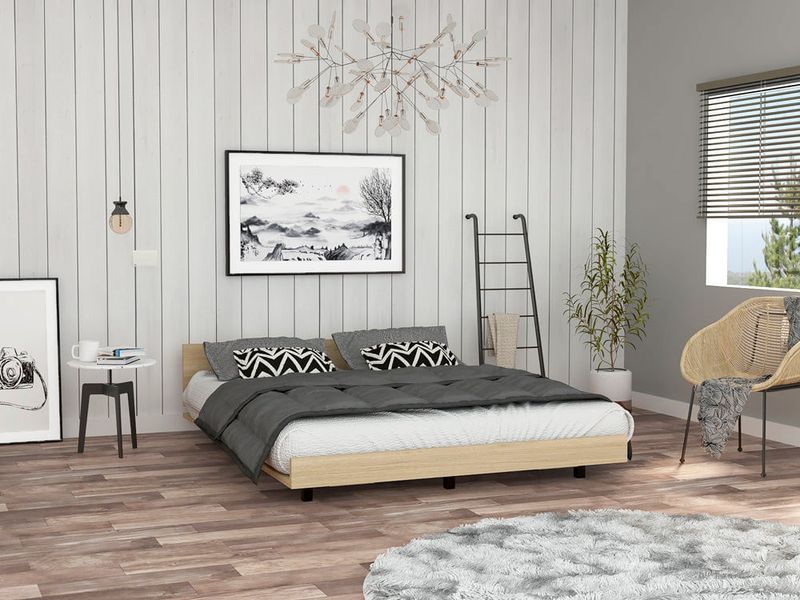 Base Cama Doble Felix, Café Claro, Incluye Tendido de Tablas - VIRTUAL  MUEBLES