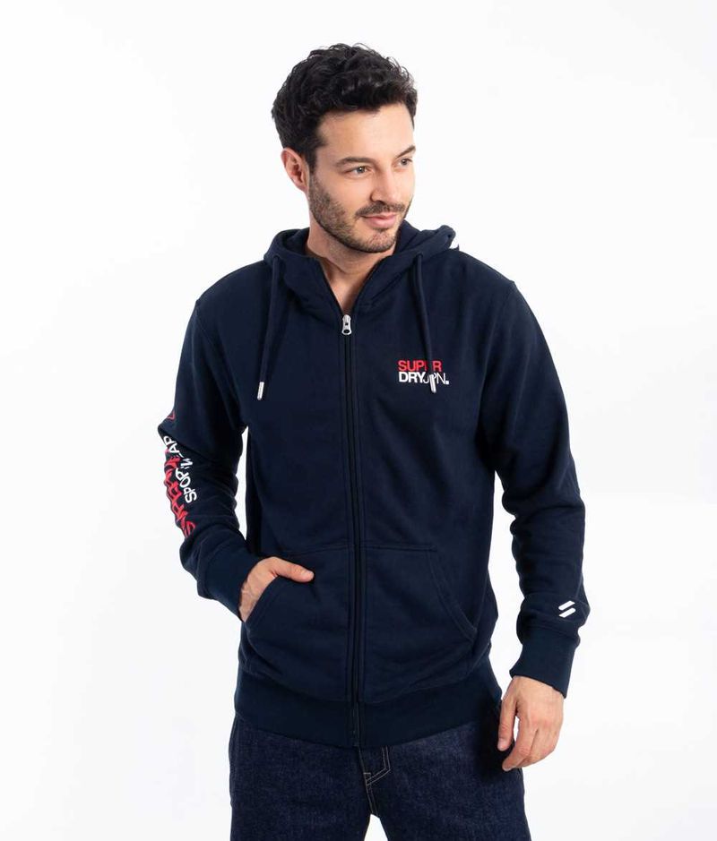 SUPERDRY Buzo en algodón con aplicaciones para hombre. Talla XL –