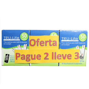 Oferta Tiras Tru-Life Reactivas X 50 Pague 2 Lleve 3