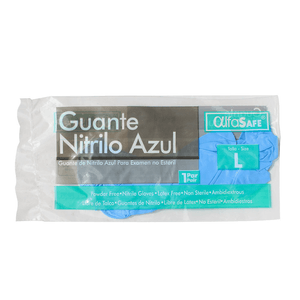 Guantes Alfasafe Nitrilo Azul L Par X 1Und