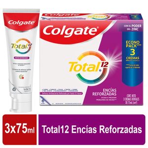 Crema Dental Colgate Total 12 Encias Reforzadas 3Und X 75Ml