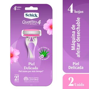 Maquina de Afeitar Schick Quattro 4 Piel Delicada x 2und