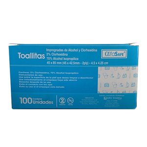 Toallitas Alfasafe Alcohol Y Clorhexidina X 100Und