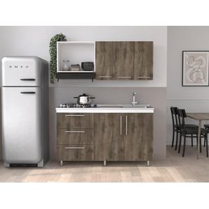 Cocina Integral Rubio, Blanco Duqueza y Nogal, Incluye Meson Derecho