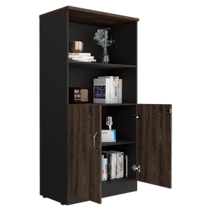 Biblioteca Concept, Wengue y Chocolate, con Variedad de Entrepaños