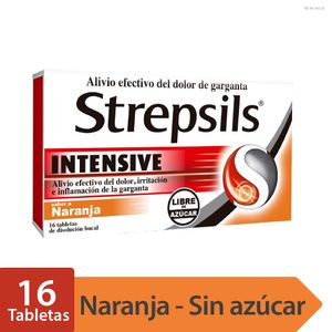Strepsils Intensive Sin Azucar Naranja X 16 Tabletas
