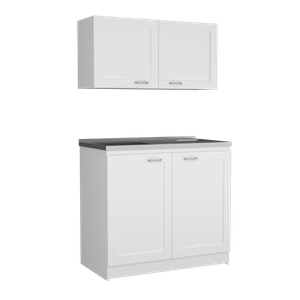Cocina Integral, Toronto, Blanco, con Amplio Meson y Cuatro Puertas Batientes ZF