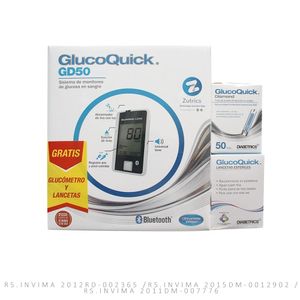 Oferta Tiras Glucoquick Diamond X 50 Gratis Glucómetro Gd 50 + Lancetas Diabetrics