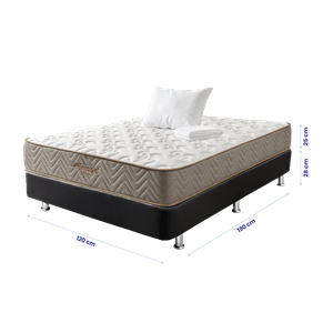 Combo Colchón Semidoble Litium 120x190+Base cama Tipo Cuero Negro +1 Almohada+Protector de Colchón