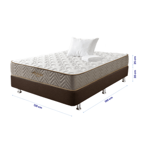 Combo Colchón Semidoble Litium 120x190+Base cama Lino Café +1 Almohada+Protector de Colchón
