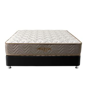 Combo Colchón Doble Litium 140x190+Base cama Tipo Cuero Negro +2 Almohadas+Protector de Colchón