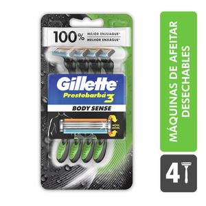Maquinas De Afeitar Desechables Gillette Prestobarba3 Body Sense X 4Und