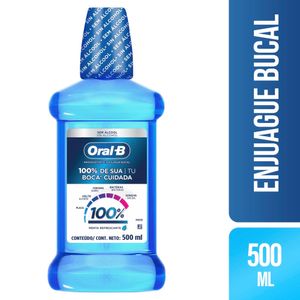 Enjuague Bucal Refrescante Oral-B 100% De Tu Boca Cuidada X 500ml